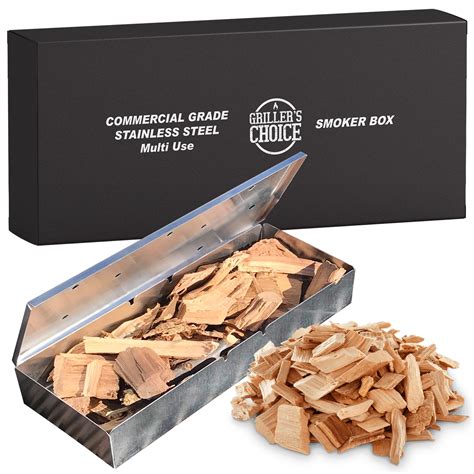 Smoker Wood Chip Box For BBQ Grill. Add Wood Chips To Tray 